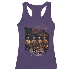 Declaration Daddies Campfire Gathering Graphic Racerback Tank Top Shirtless Founding Fathers Patriotic Summer 4th of July Celebration