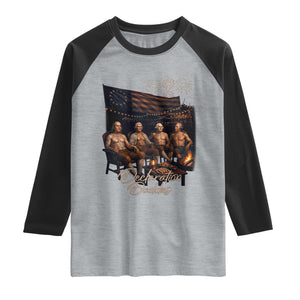 Declaration Daddies Campfire Gathering Graphic Raglan Shirt Shirtless Founding Fathers Patriotic Summer 4th of July Celebration