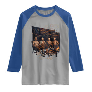 Declaration Daddies Campfire Gathering Graphic Raglan Shirt Shirtless Founding Fathers Patriotic Summer 4th of July Celebration