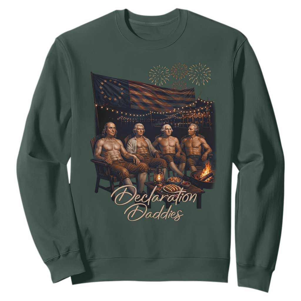 Declaration Daddies Campfire Gathering Graphic Sweatshirt Shirtless Founding Fathers Patriotic Summer 4th of July Celebration