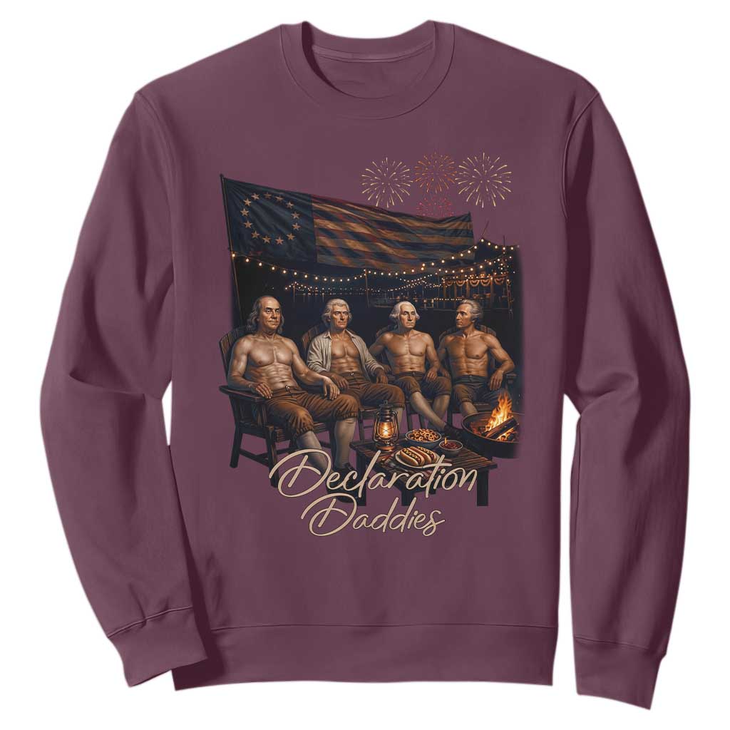 Declaration Daddies Campfire Gathering Graphic Sweatshirt Shirtless Founding Fathers Patriotic Summer 4th of July Celebration
