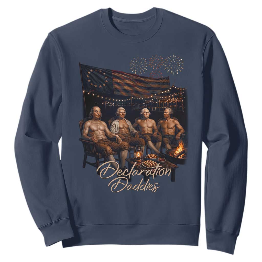 Declaration Daddies Campfire Gathering Graphic Sweatshirt Shirtless Founding Fathers Patriotic Summer 4th of July Celebration