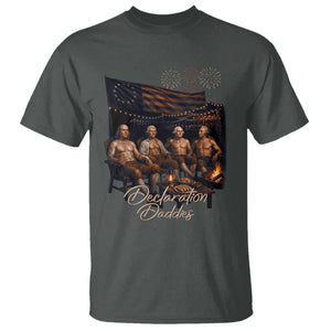 Declaration Daddies Campfire Gathering Graphic T Shirt Shirtless Founding Fathers Patriotic Summer 4th of July Celebration
