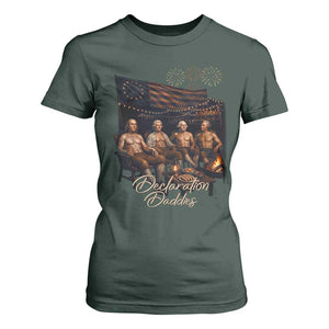 Declaration Daddies Campfire Gathering Graphic T Shirt For Women Shirtless Founding Fathers Patriotic Summer 4th of July Celebration