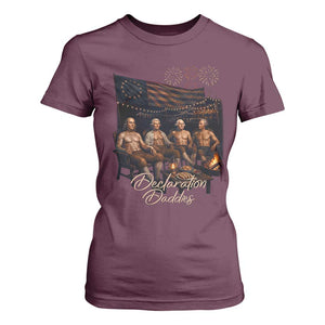 Declaration Daddies Campfire Gathering Graphic T Shirt For Women Shirtless Founding Fathers Patriotic Summer 4th of July Celebration