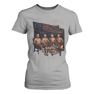 Declaration Daddies Campfire Gathering Graphic T Shirt For Women Shirtless Founding Fathers Patriotic Summer 4th of July Celebration