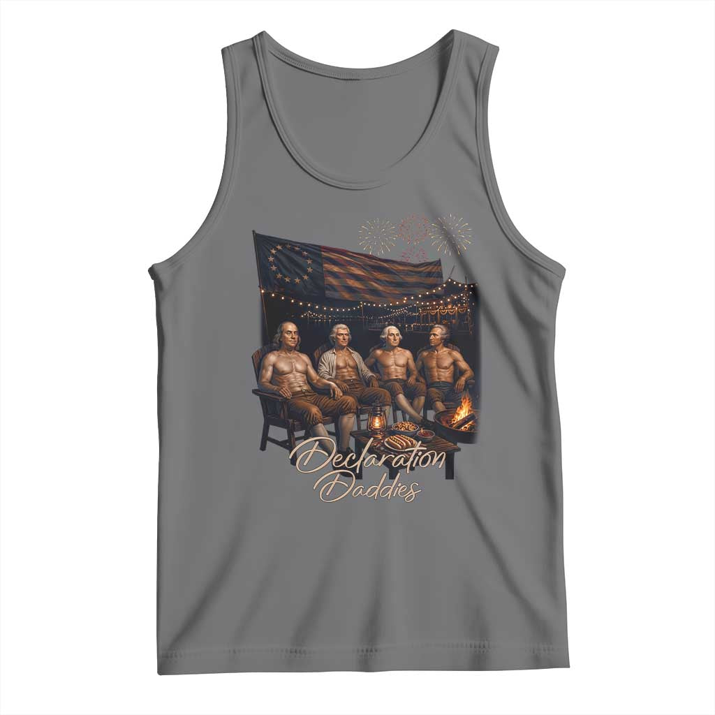 Declaration Daddies Campfire Gathering Graphic Tank Top Shirtless Founding Fathers Patriotic Summer 4th of July Celebration