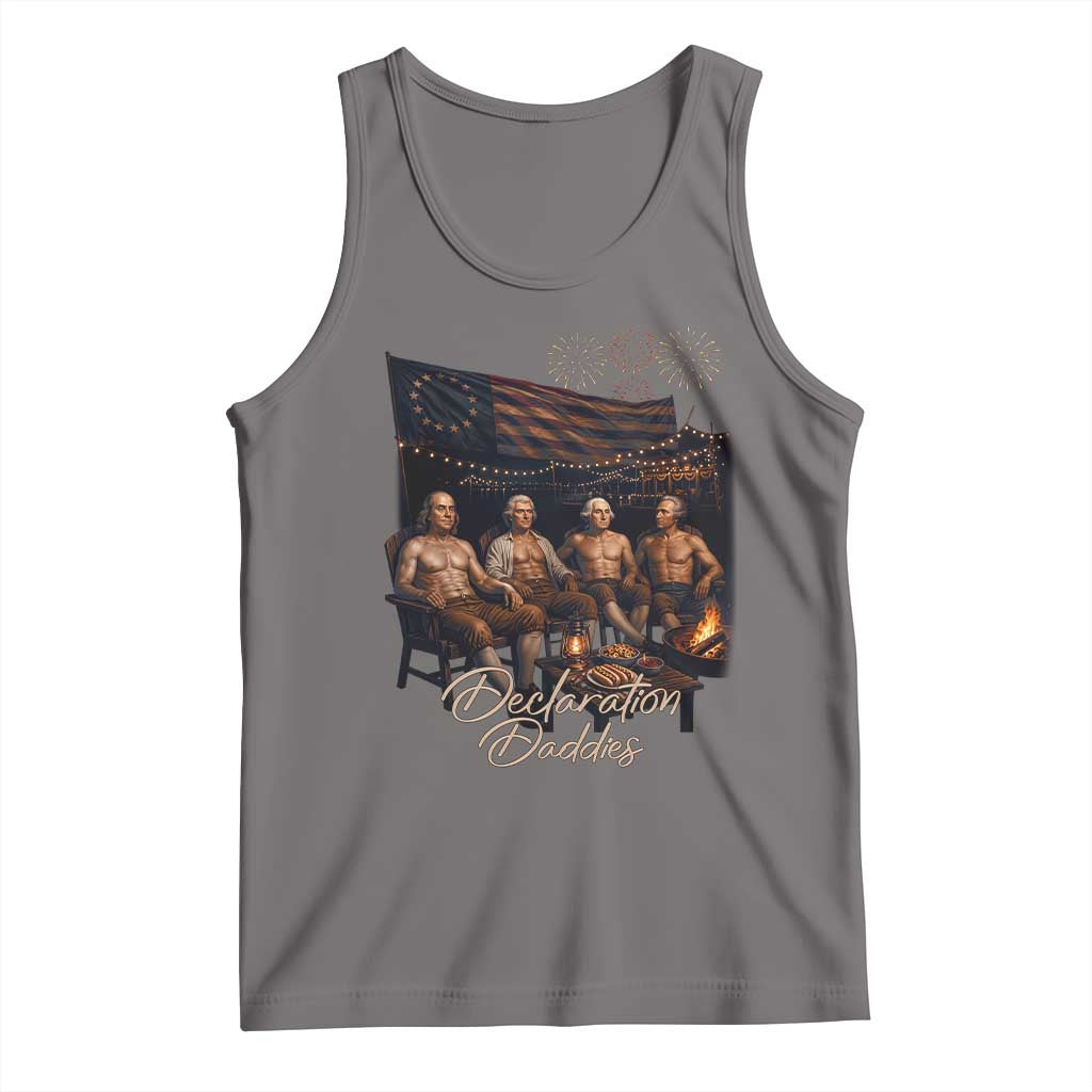Declaration Daddies Campfire Gathering Graphic Tank Top Shirtless Founding Fathers Patriotic Summer 4th of July Celebration
