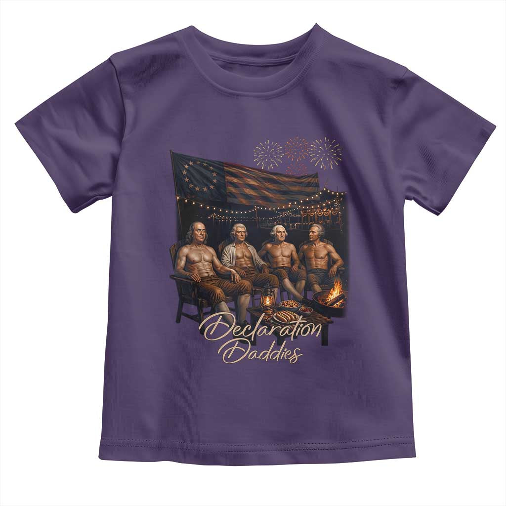 Declaration Daddies Campfire Gathering Graphic Toddler T Shirt Shirtless Founding Fathers Patriotic Summer 4th of July Celebration