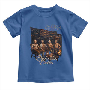 Declaration Daddies Campfire Gathering Graphic Toddler T Shirt Shirtless Founding Fathers Patriotic Summer 4th of July Celebration