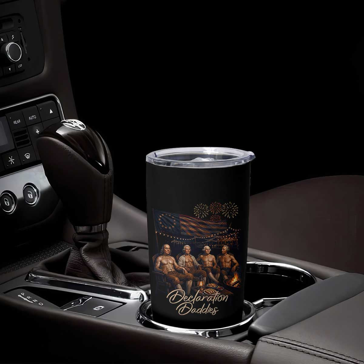 Declaration Daddies Campfire Gathering Graphic Tumbler Cup Shirtless Founding Fathers Patriotic Summer 4th of July Celebration