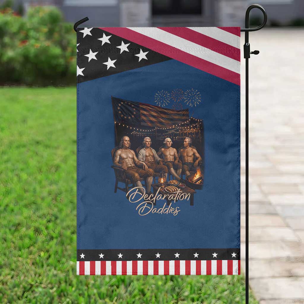 Declaration Daddies Campfire Gathering Graphic Patriotic Garden Flag Shirtless Founding Fathers Summer 4th of July Celebration