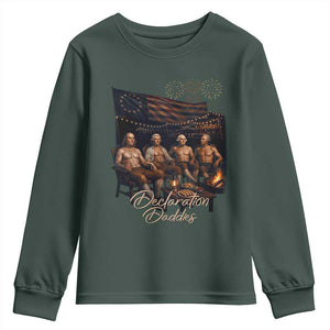 Declaration Daddies Campfire Gathering Graphic Youth Sweatshirt Shirtless Founding Fathers Patriotic Summer 4th of July Celebration