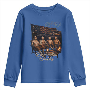 Declaration Daddies Campfire Gathering Graphic Youth Sweatshirt Shirtless Founding Fathers Patriotic Summer 4th of July Celebration