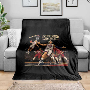 Undefeated Since 1776 George Washington Basketball Throw Blanket Funny USA Dream Team Founding Fathers Slam Dunk Patriotic Sports
