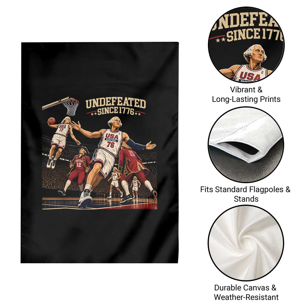 Undefeated Since 1776 George Washington Basketball Garden Flag Funny USA Dream Team Founding Fathers Slam Dunk Patriotic Sports