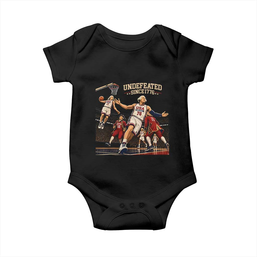 Undefeated Since 1776 George Washington Basketball Baby Onesie Funny USA Dream Team Founding Fathers Slam Dunk Patriotic Sports TS02 Black Print Your Wear