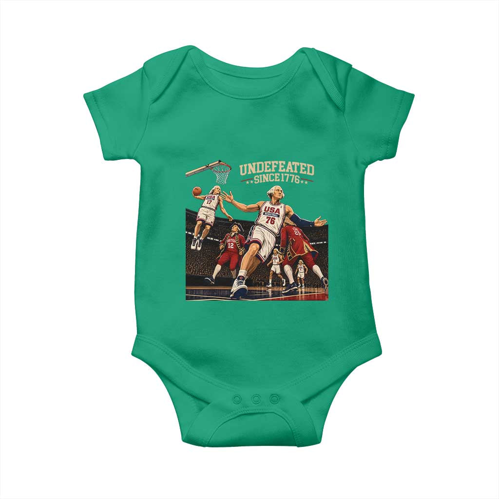 Undefeated Since 1776 George Washington Basketball Baby Onesie Funny USA Dream Team Founding Fathers Slam Dunk Patriotic Sports