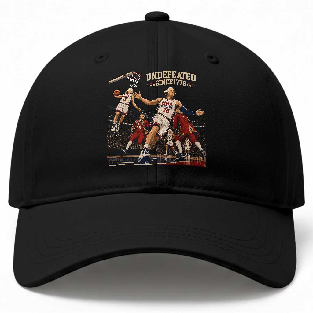 Undefeated Since 1776 George Washington Basketball Baseball Cap Funny USA Dream Team Founding Fathers Slam Dunk Patriotic Sports