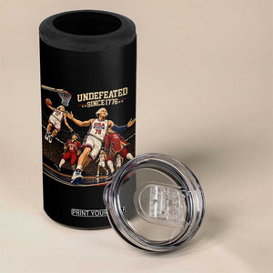 Undefeated Since 1776 George Washington Basketball 4 in 1 Can Cooler Tumbler Funny USA Dream Team Founding Fathers Slam Dunk Patriotic Sports