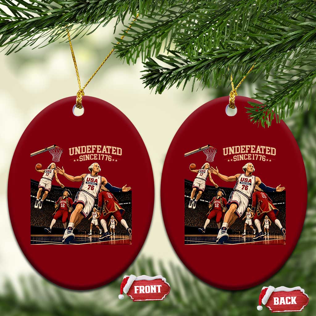Undefeated Since 1776 George Washington Basketball Ceramic Ornament Funny USA Dream Team Founding Fathers Slam Dunk Patriotic Sports