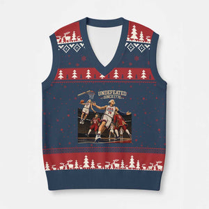 Undefeated Since 1776 George Washington Basketball V-Neck Knit Sweater Vest Funny USA Dream Team Founding Fathers Slam Dunk Patriotic Sports