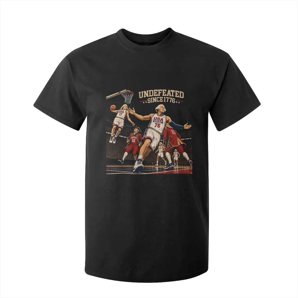 Undefeated Since 1776 George Washington Basketball T Shirt For Kid Funny USA Dream Team Founding Fathers Slam Dunk Patriotic Sports