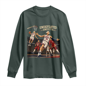 Undefeated Since 1776 George Washington Basketball Long Sleeve Shirt Funny USA Dream Team Founding Fathers Slam Dunk Patriotic Sports