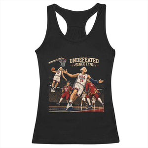 Undefeated Since 1776 George Washington Basketball Racerback Tank Top Funny USA Dream Team Founding Fathers Slam Dunk Patriotic Sports