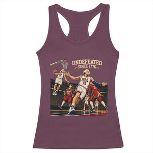 Undefeated Since 1776 George Washington Basketball Racerback Tank Top Funny USA Dream Team Founding Fathers Slam Dunk Patriotic Sports