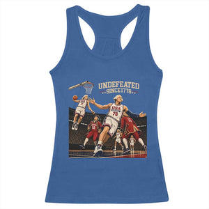 Undefeated Since 1776 George Washington Basketball Racerback Tank Top Funny USA Dream Team Founding Fathers Slam Dunk Patriotic Sports