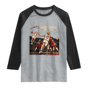 Undefeated Since 1776 George Washington Basketball Raglan Shirt Funny USA Dream Team Founding Fathers Slam Dunk Patriotic Sports