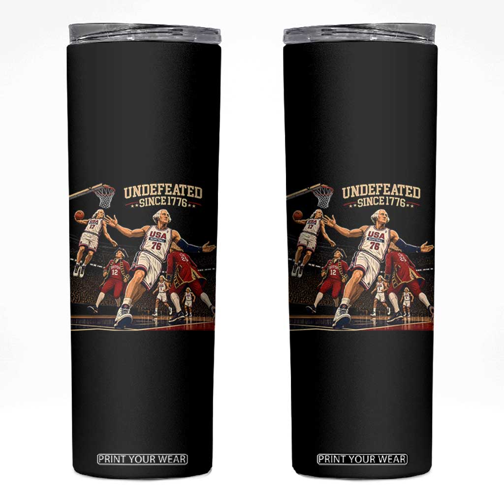Undefeated Since 1776 George Washington Basketball Skinny Tumbler Funny USA Dream Team Founding Fathers Slam Dunk Patriotic Sports