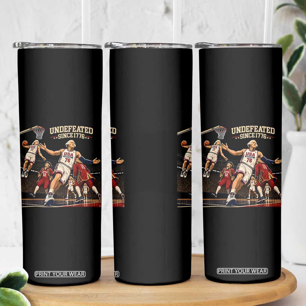 Undefeated Since 1776 George Washington Basketball Skinny Tumbler Funny USA Dream Team Founding Fathers Slam Dunk Patriotic Sports