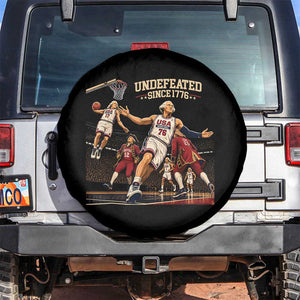 Undefeated Since 1776 George Washington Basketball Spare Tire Cover Funny USA Dream Team Founding Fathers Slam Dunk Patriotic Sports