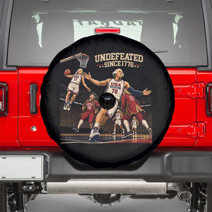 Undefeated Since 1776 George Washington Basketball Spare Tire Cover Funny USA Dream Team Founding Fathers Slam Dunk Patriotic Sports