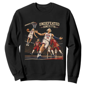 Undefeated Since 1776 George Washington Basketball Sweatshirt Funny USA Dream Team Founding Fathers Slam Dunk Patriotic Sports