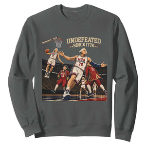 Undefeated Since 1776 George Washington Basketball Sweatshirt Funny USA Dream Team Founding Fathers Slam Dunk Patriotic Sports