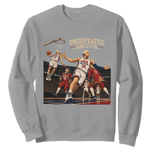 Undefeated Since 1776 George Washington Basketball Sweatshirt Funny USA Dream Team Founding Fathers Slam Dunk Patriotic Sports