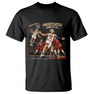 Undefeated Since 1776 George Washington Basketball T Shirt Funny USA Dream Team Founding Fathers Slam Dunk Patriotic Sports