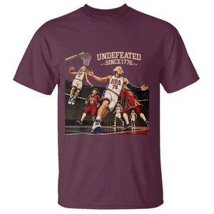 Undefeated Since 1776 George Washington Basketball T Shirt Funny USA Dream Team Founding Fathers Slam Dunk Patriotic Sports