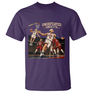 Undefeated Since 1776 George Washington Basketball T Shirt Funny USA Dream Team Founding Fathers Slam Dunk Patriotic Sports