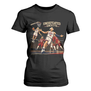 Undefeated Since 1776 George Washington Basketball T Shirt For Women Funny USA Dream Team Founding Fathers Slam Dunk Patriotic Sports