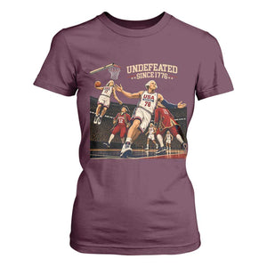Undefeated Since 1776 George Washington Basketball T Shirt For Women Funny USA Dream Team Founding Fathers Slam Dunk Patriotic Sports