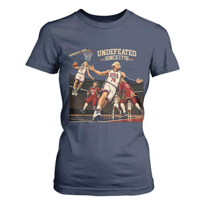 Undefeated Since 1776 George Washington Basketball T Shirt For Women Funny USA Dream Team Founding Fathers Slam Dunk Patriotic Sports
