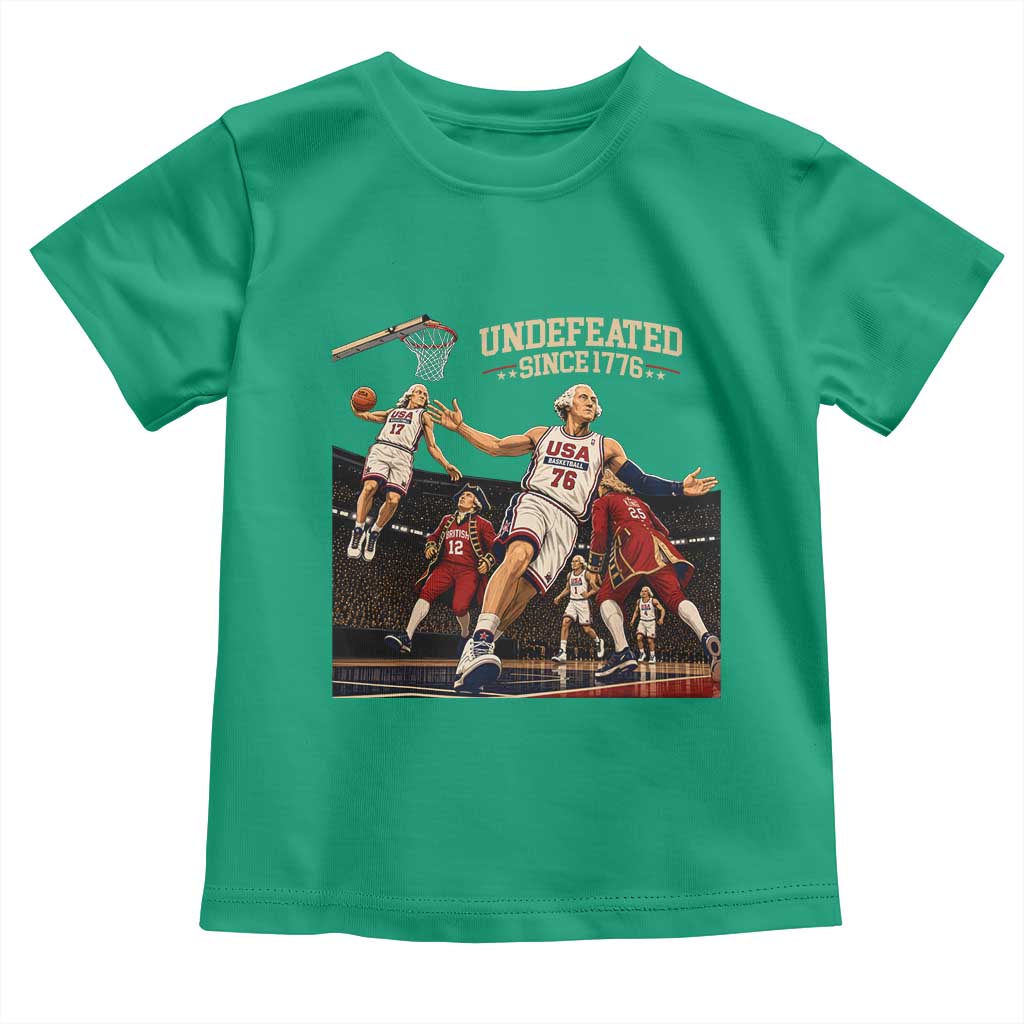 Undefeated Since 1776 George Washington Basketball Toddler T Shirt Funny USA Dream Team Founding Fathers Slam Dunk Patriotic Sports