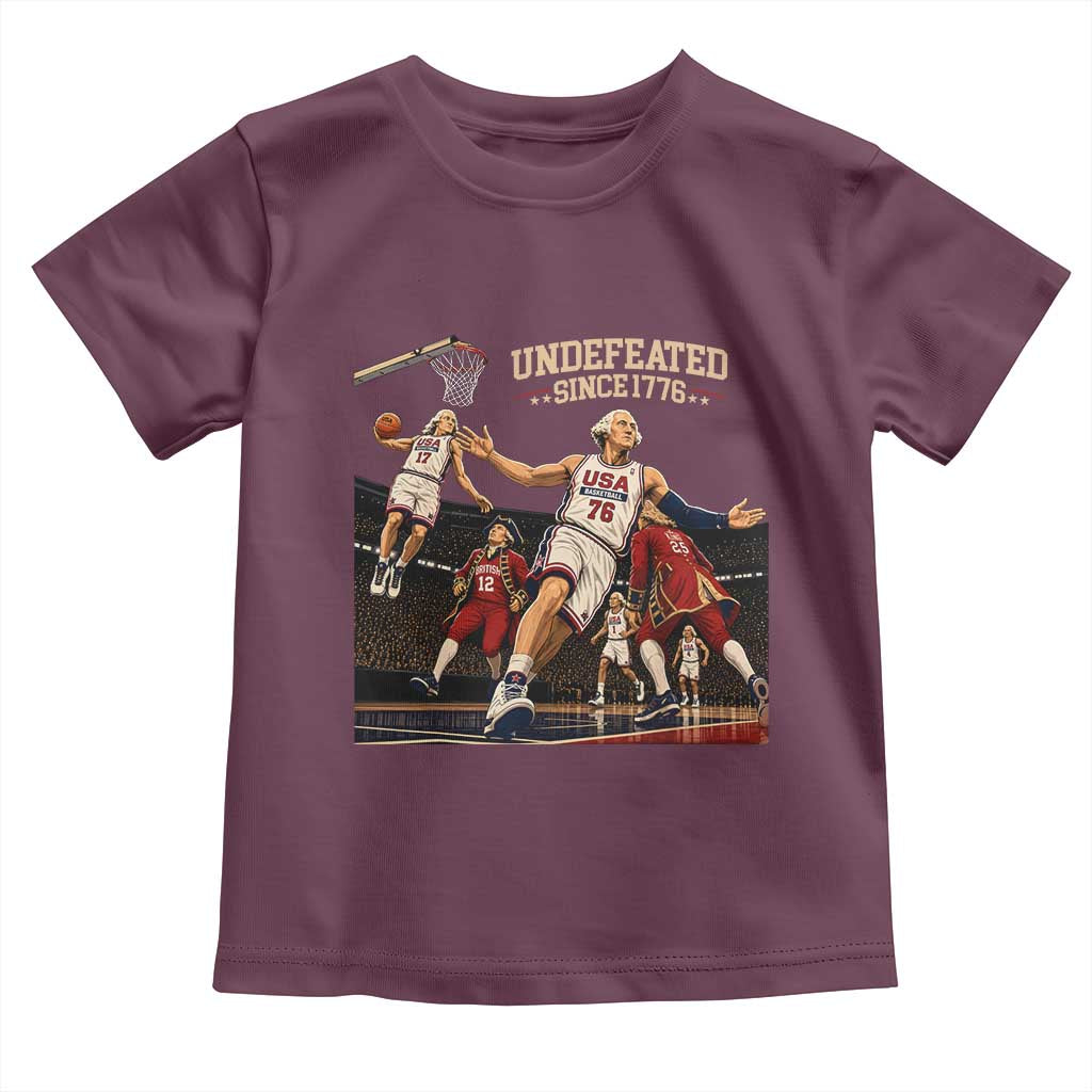 Undefeated Since 1776 George Washington Basketball Toddler T Shirt Funny USA Dream Team Founding Fathers Slam Dunk Patriotic Sports