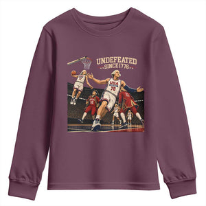 Undefeated Since 1776 George Washington Basketball Youth Sweatshirt Funny USA Dream Team Founding Fathers Slam Dunk Patriotic Sports