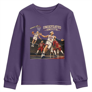 Undefeated Since 1776 George Washington Basketball Youth Sweatshirt Funny USA Dream Team Founding Fathers Slam Dunk Patriotic Sports