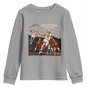 Undefeated Since 1776 George Washington Basketball Youth Sweatshirt Funny USA Dream Team Founding Fathers Slam Dunk Patriotic Sports